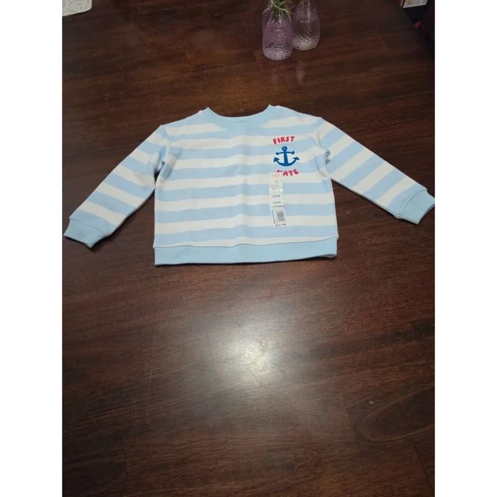 NWT Jumping Beans Baby Boy Anchor Striped French Terry Sweatshirt - Size 24M
